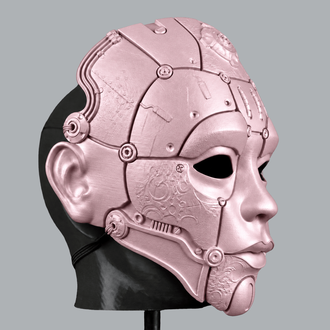 Space Armory Cyborg Humanoid Robot Mask - Pale Pink Masks